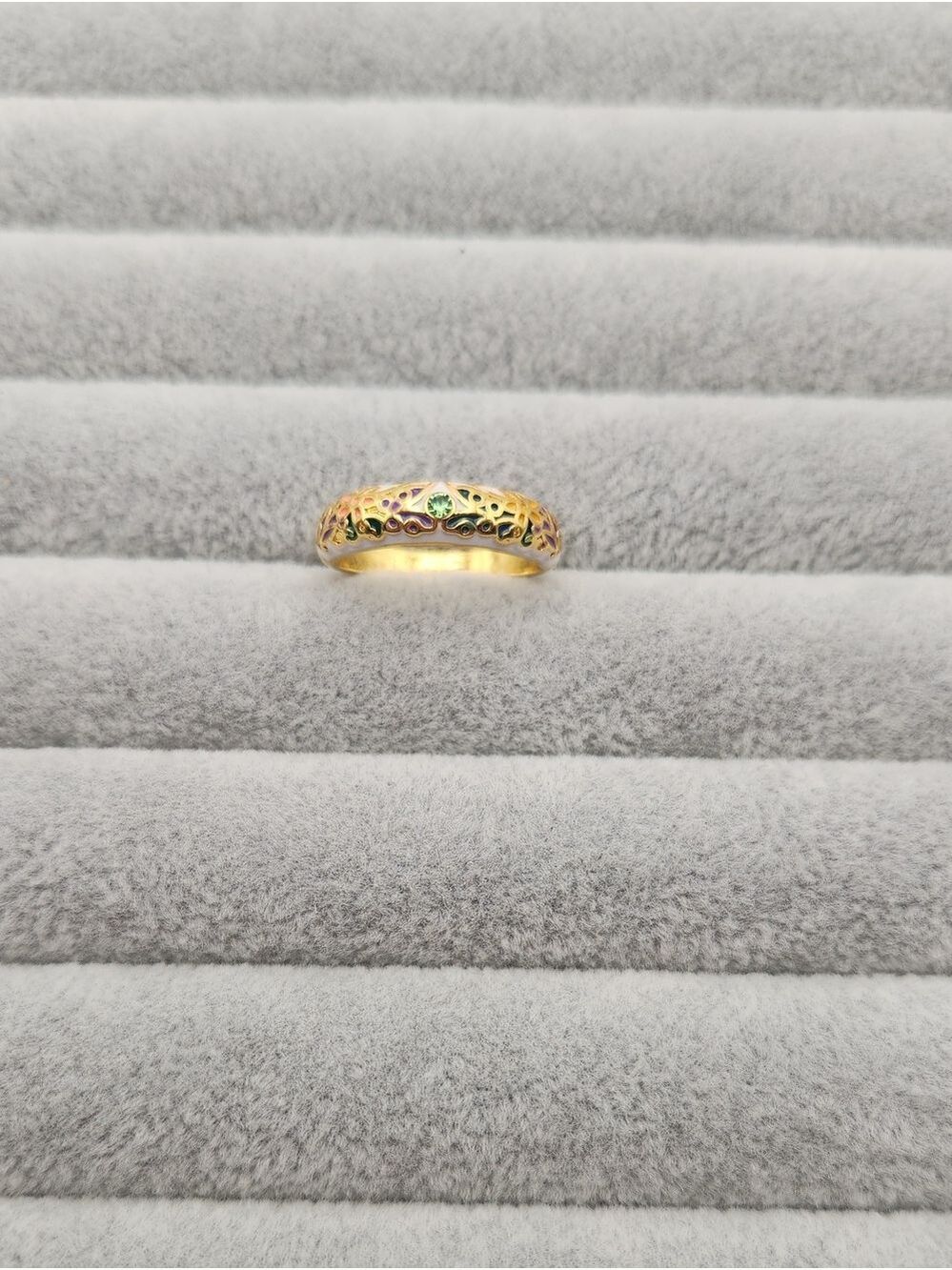 18K Gold Plated Stainless Steel Colorful Enamel Filigree Band Ring